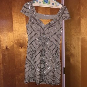 Beaded embroidered mini dress